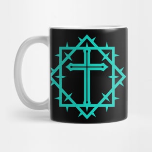 The cross of Jesus Christ framed with a crown of thorns Mug